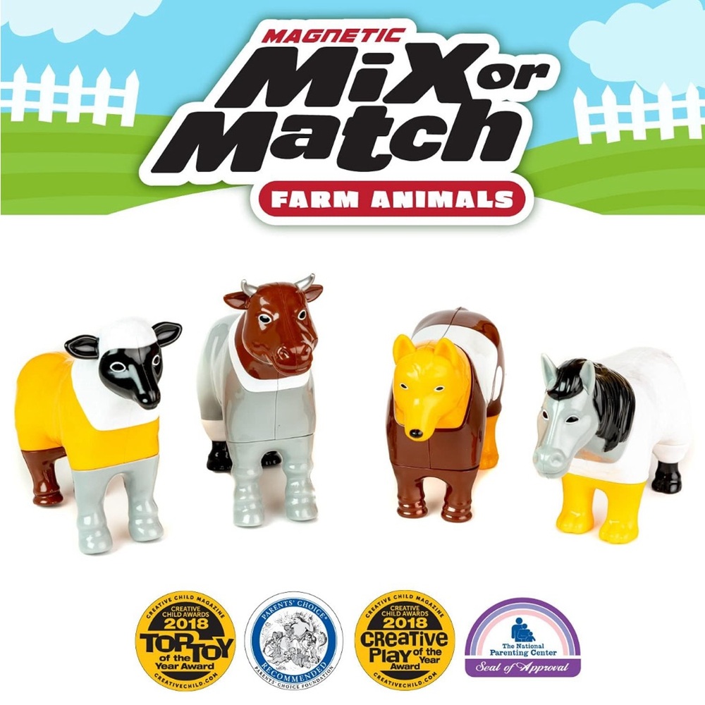 Mix or Match Magnetic Farm Animals - Yellow, Brown, Gray, White
